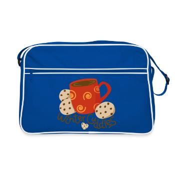 Tasse de chocolat chaud avec des biscuits - Sac Retro - bleu/blanc - Devant