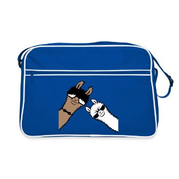 2 Cool Llamas Sunglasses Funny Nerd Friends - Retro Bag - blue/white - Front