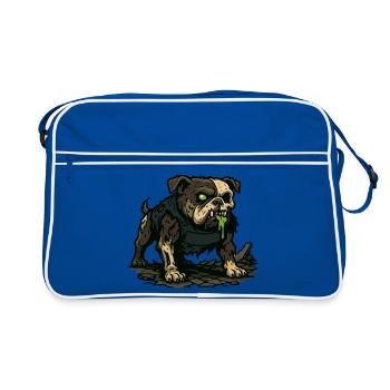Carlin zombie groggy avec bave verte - Sac Retro - bleu/blanc - Devant