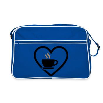 Café Coeur Tasse Boisson Chaude Matin - Sac Retro - bleu/blanc - Devant