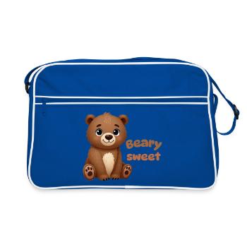 Cute Brown Bear - Retro Bag - blue/white - Front