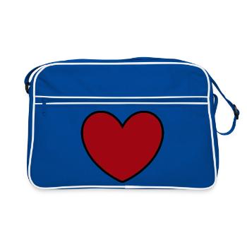 red heart red gift valentine's day - Retro Bag - blue/white - Front