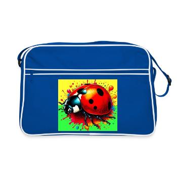 Marienkäfer - Retro Tasche - Blau/Weiß - Vorne