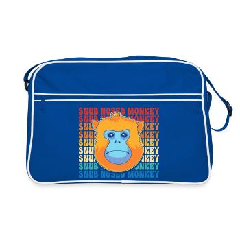 Singe à nez court Chimpanzé singe - Sac Retro - bleu/blanc - Devant