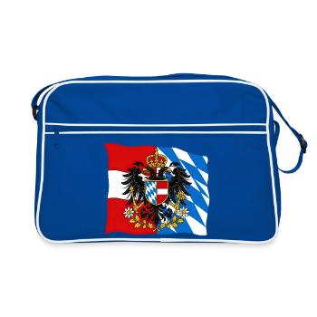 Bayern Österreich Freundschaft Flaggen Design - Retro Tasche - Blau/Weiß - Vorne