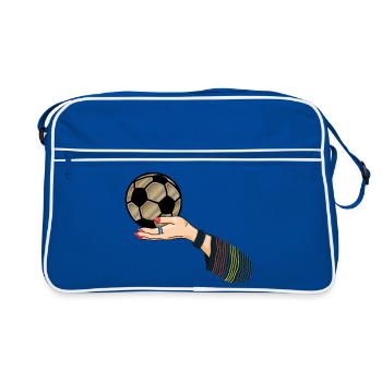 Main avec ballon de football - Sac Retro - bleu/blanc - Devant
