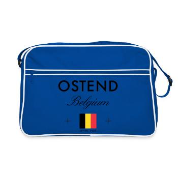 Ostend Belgium Coordinates Travel Souvenir - Retro Bag - blue/white - Front