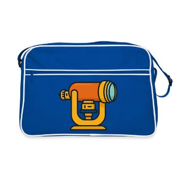 Orange Teleskop Cartoon - Retro Tasche - Blau/Weiß - Vorne