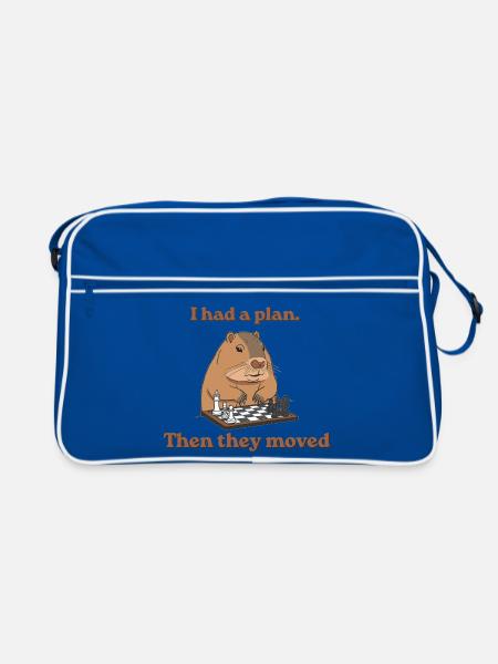 Schachkapybara Capy Schachbrett Sie bewegten sich - Retro Tasche - Blau/Weiß