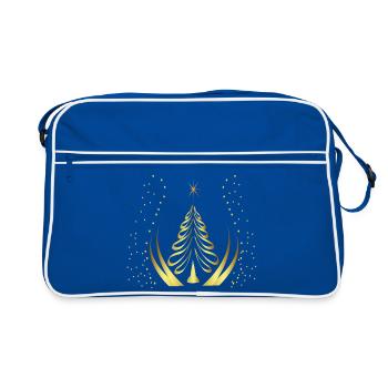 Goldene Weihnachtsbaum-Silhouette - Retro Tasche - Blau/Weiß - Vorne