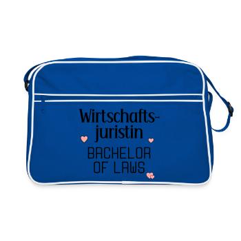 Studium Abschluss Wirtschaftsjuristin - Retro Tasche - Blau/Weiß - Vorne