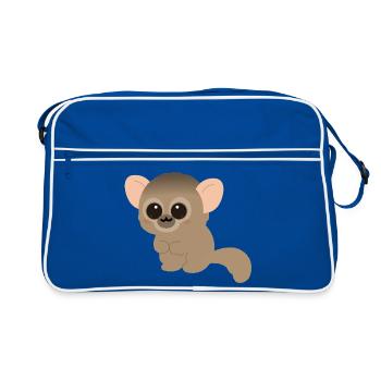 Chibi Night Monkey Niedlicher Charakter - Retro Tasche - Blau/Weiß - Vorne