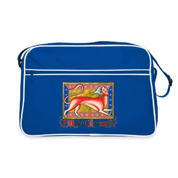 Mittelalterlicher Löwe (1230) - Retro Tasche - Blau/Weiß - Vorne