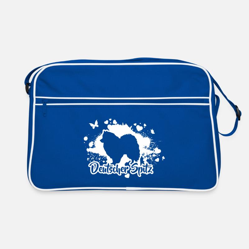 DEUTSCHER SPITZ Hunde Hund Wilsigns - Retro Tasche - Blau/Weiß