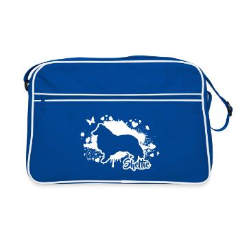 SHELTIE Hunde Hund Hütehund Rassehunde Wilsigns - Retro Tasche - Blau/Weiß - Vorne