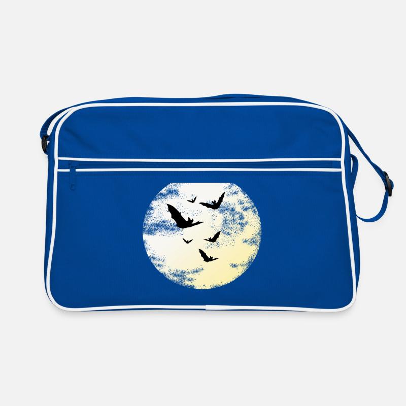 Fledermäuse im Mondlicht - Retro Tasche - Blau/Weiß