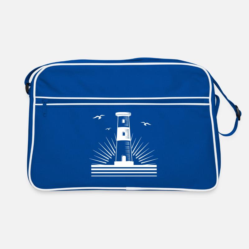 Leuchtturm am Meer - Retro Tasche - Blau/Weiß
