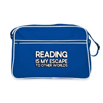 Reading is my escape to other worlds - Retro Bag - blue/white - Front