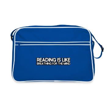 Reading is like breathing for the mind - Retro Tasche - Blau/Weiß - Vorne