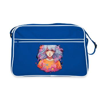 Anime Girl - Retro Tasche - Blau/Weiß - Vorne