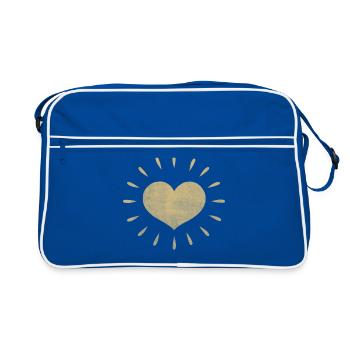 Golden heart with rays - Retro Bag - blue/white - Front