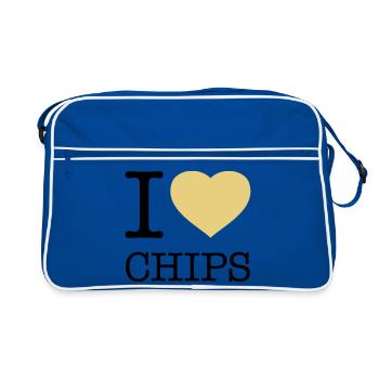 I LOVE CHIPS - Retro Bag - blue/white - Front
