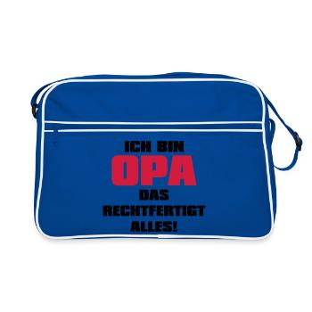 Ich bin Opa - Großvater Sprüche Geschenk Enkel Opi - Retro Tasche - Blau/Weiß - Vorne