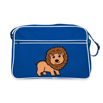 Lion doux pour enfants - Lion doux pour bébés - Sac Retro - bleu/blanc - Devant