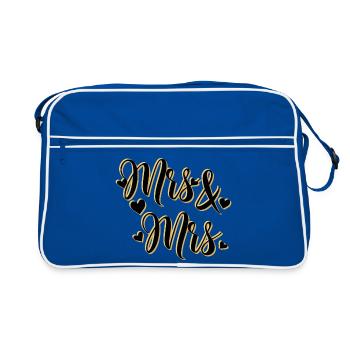 Mme et Mme en écriture dorée - Sac Retro - bleu/blanc - Devant