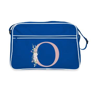 o Monogramme, Floral, Personnalisable - Sac Retro - bleu/blanc - Devant