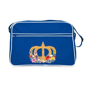 Crown of wheat with flowers – symbol of nature and harvest - Retro Bag - blue/white - Front