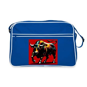 Stier - Retro Tasche - Blau/Weiß - Vorne
