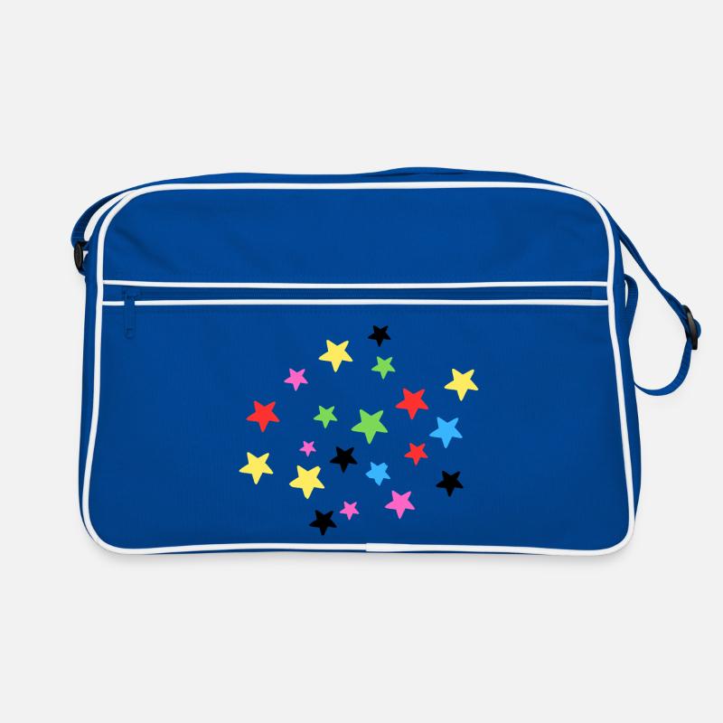 Bunte Sternenexplosion auf Stoff Retro Tasche