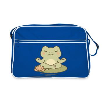 Grenouille méditant sur nénuphar - Sac Retro - bleu/blanc - Devant