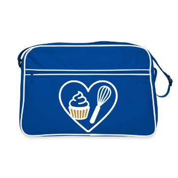 Pastry Heart Whisk Cream Dessert Sweet - Retro Bag - blue/white - Front
