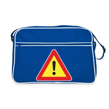 Attention! Beware Sign - Retro Bag - blue/white - Front