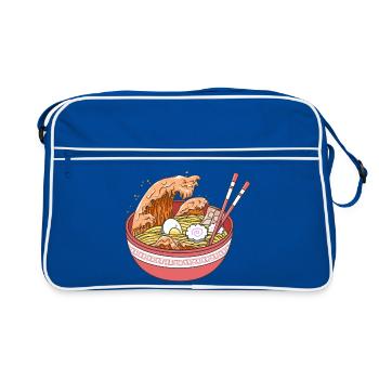 Japanese Ocean Wave Ramen Noodle Soup Art Gift - Retro Bag - blue/white - Front
