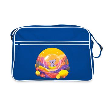 Koala im Glaskugel-Wunderland - Retro Tasche - Blau/Weiß - Vorne