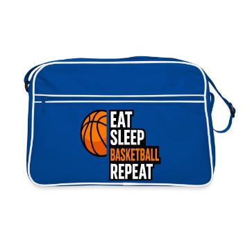 Eat Sleep Basketball Repeat Quote - Retro Bag - blue/white - Front