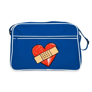Heart with bandage - Retro Bag - blue/white - Front