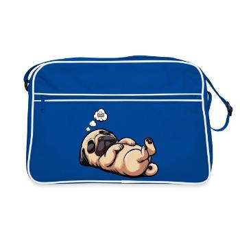 Pug Pugs Pug Owner Pug Lover Pug Holder - Retro Bag - blue/white - Front