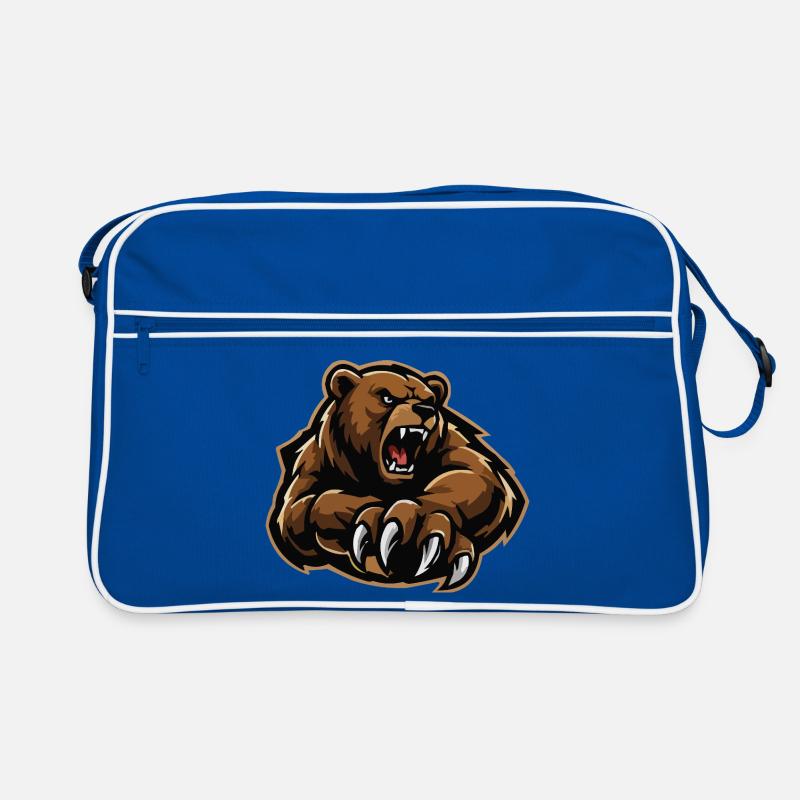 Angry Bear Claw Illustration Retro Bag