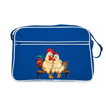 Hahn und Henne - Retro Tasche - Blau/Weiß - Vorne
