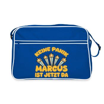 Geschenk für Marcus - Retro Tasche - Blau/Weiß - Vorne