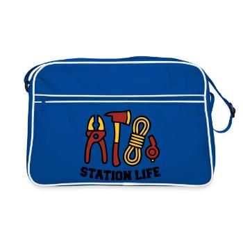Station Life Fire Brigade Icon - Retro Bag - blue/white - Front