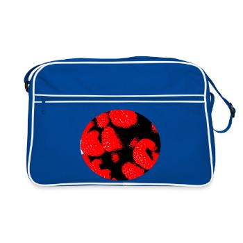 Comic-Stil Himbeeren - Retro Tasche - Blau/Weiß - Vorne