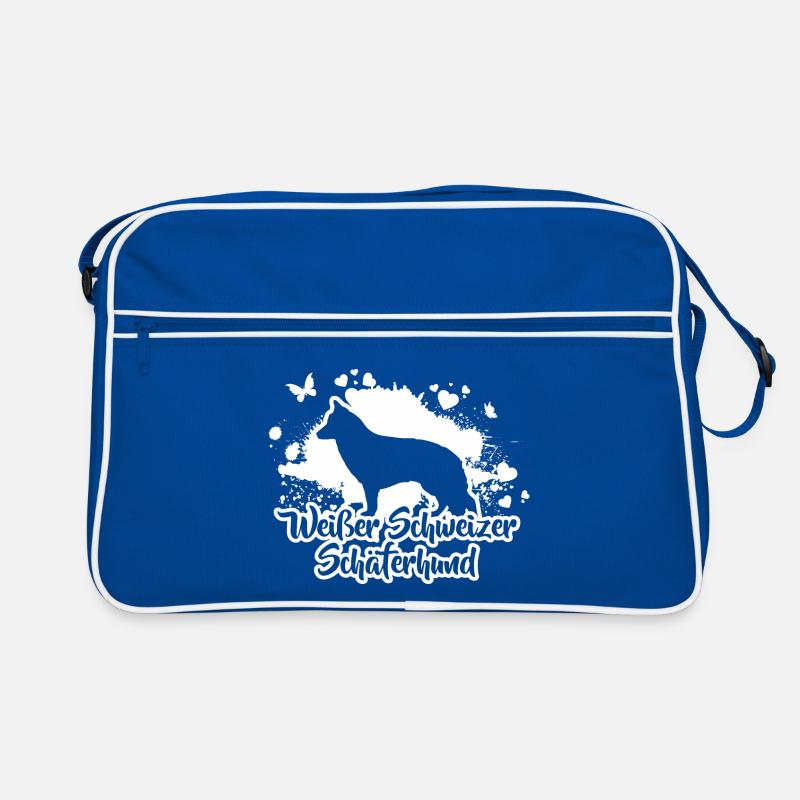 WEISSER SCHWEIZER SCHÄFERHUND Hunde Hund Wilsigns Retro Tasche