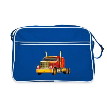 Powerful yellow-red truck - Retro Bag - blue/white - Front