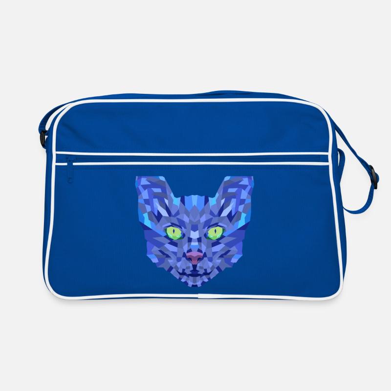 Chat Bleu Polygonal Sac Retro