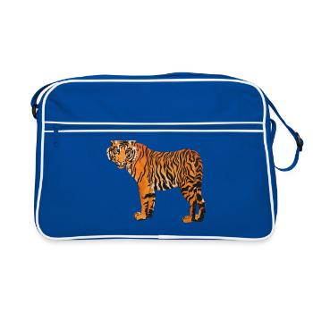 Tiger schütz die Wildnis, Safari Afrika protect - Retro Tasche - Blau/Weiß - Vorne